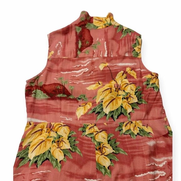 Tommy Bahama Silk Sleeveless Shirt Dress, Size 14, Hawaiian Floral Print - Picture 7 of 16